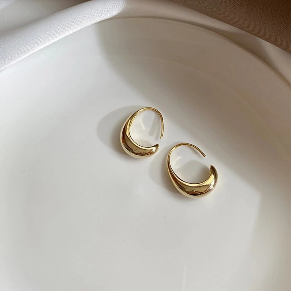*NEW 925 Sterling Silver C Shape Hoop Earrings - Picture 10 of 11